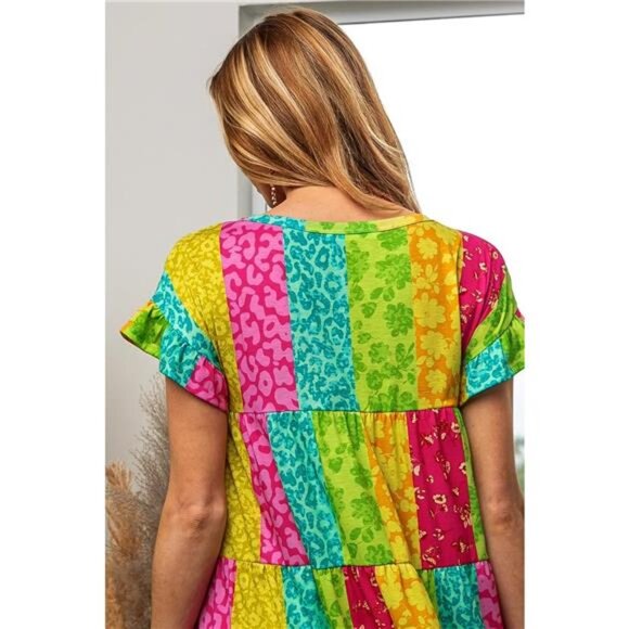 ✨NWT BiBi Leopard Short Sleeve Tiered Dress - Picture 2 of 4